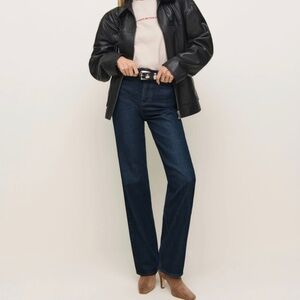 Reformation Dark Wash High Rise Wide Leg Jean